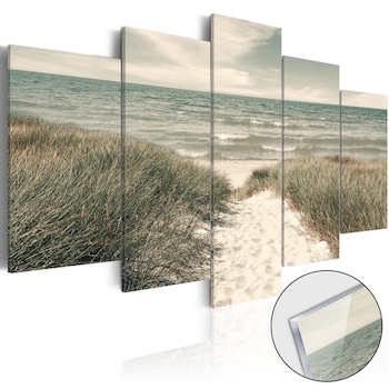 Imagine pe sticla acrilica - Plaja linistita - Tablou 5 piese - 100 x 50 cm