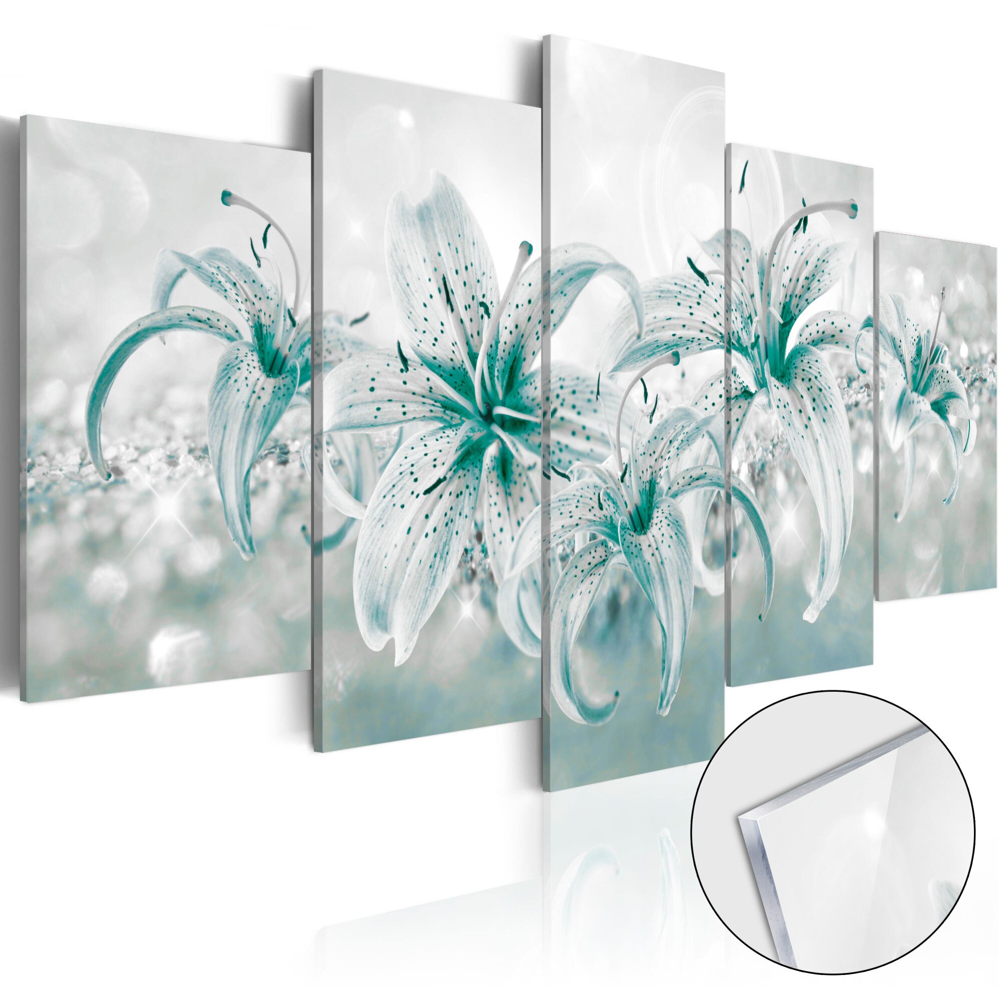Imagine pe sticla acrilica - Sapphire Crinii - Tablou 5 piese - 100 x 50 cm