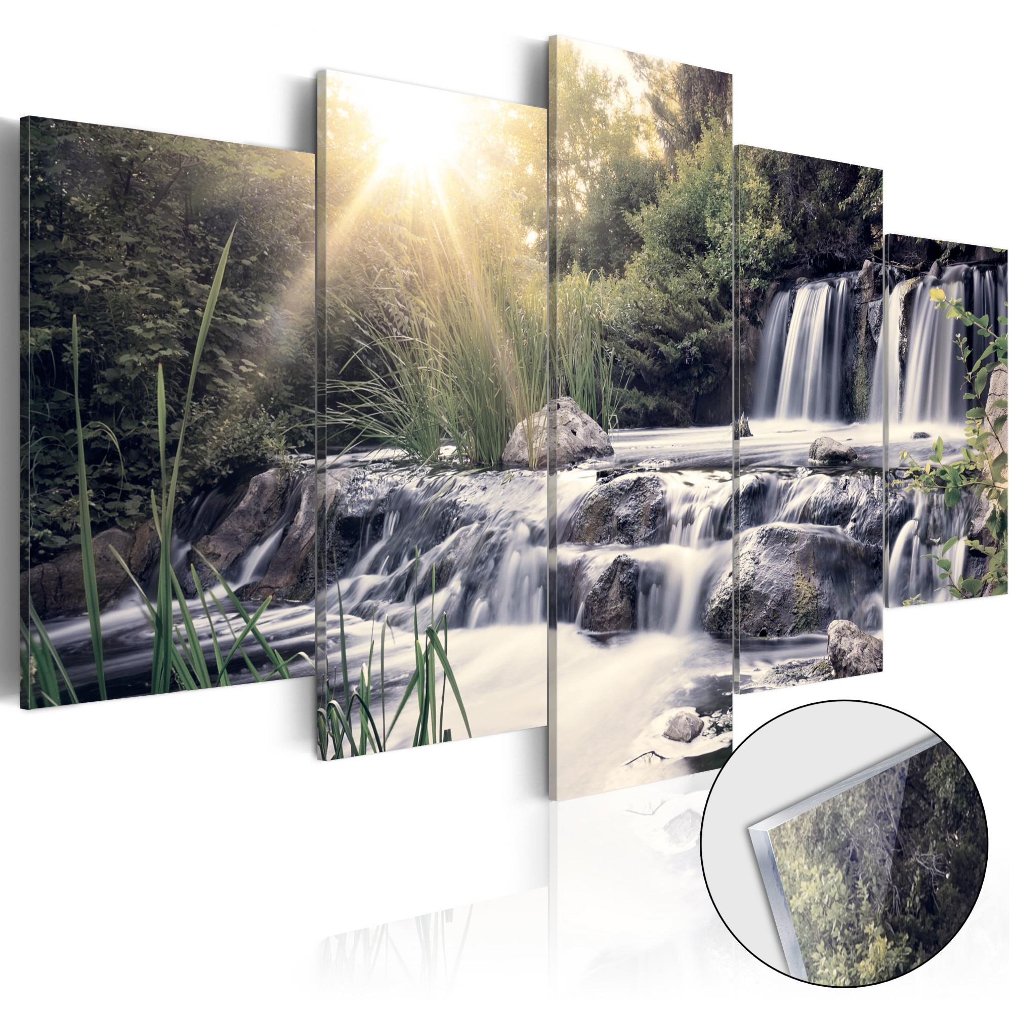 Imagine pe sticla acrilica - Cascada viselor - Tablou 5 piese - 100 x 50 cm
