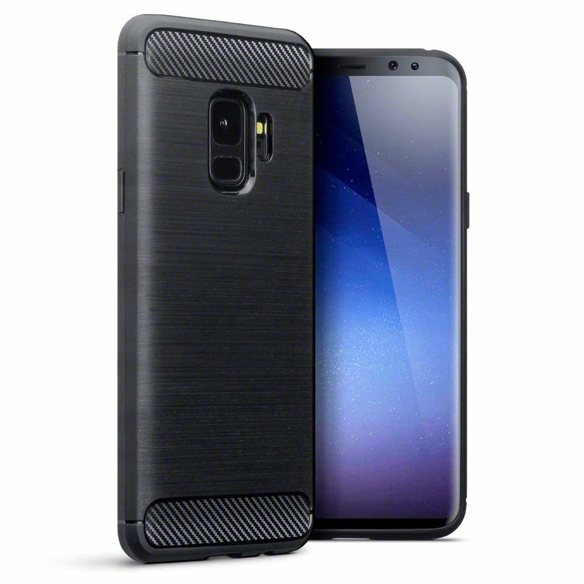 Husa Samsung Galaxy S9 Tpu Carbon Fibre Brushed - negru