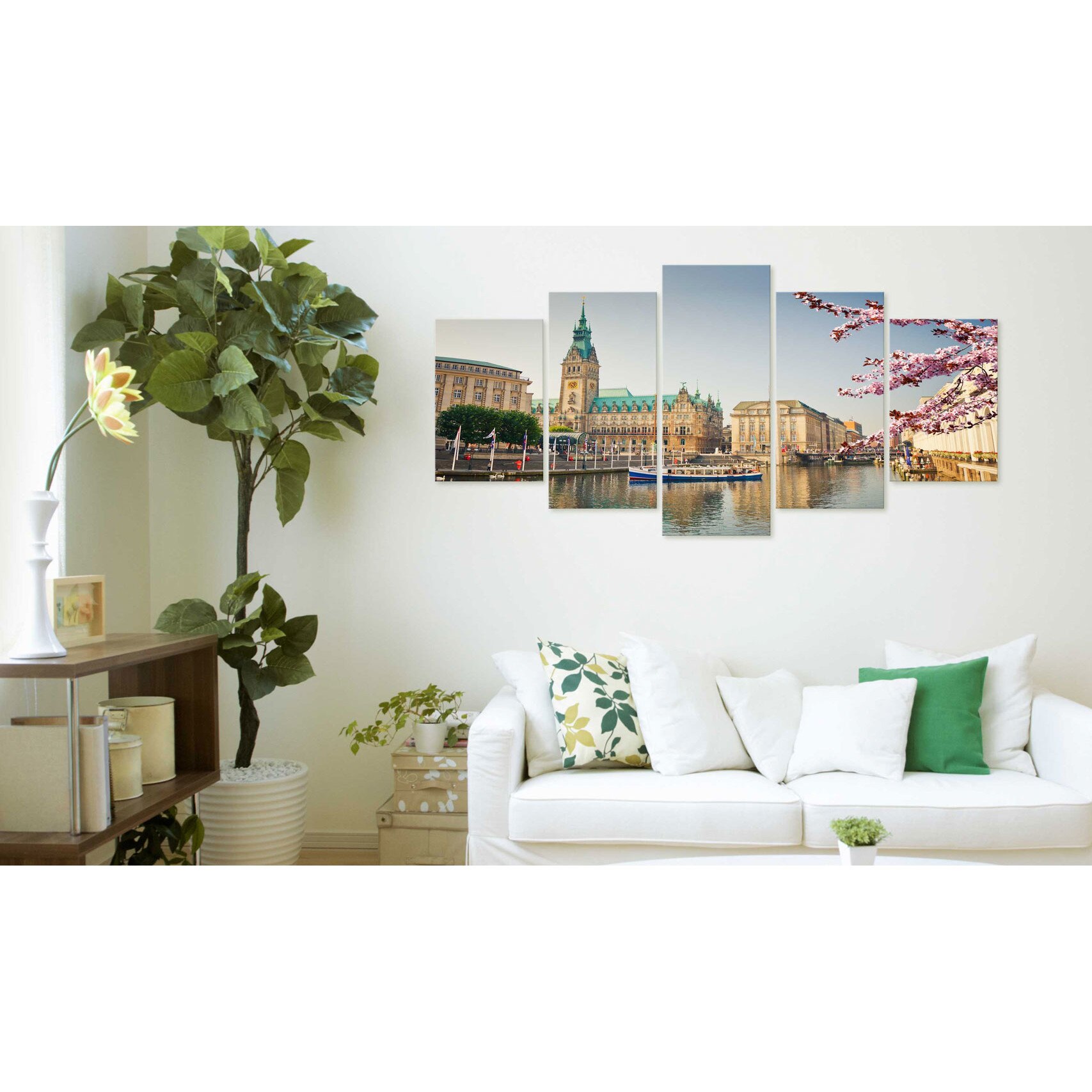 Tablou canvas 5 piese - Primavara In Hamburg - 100x50 cm