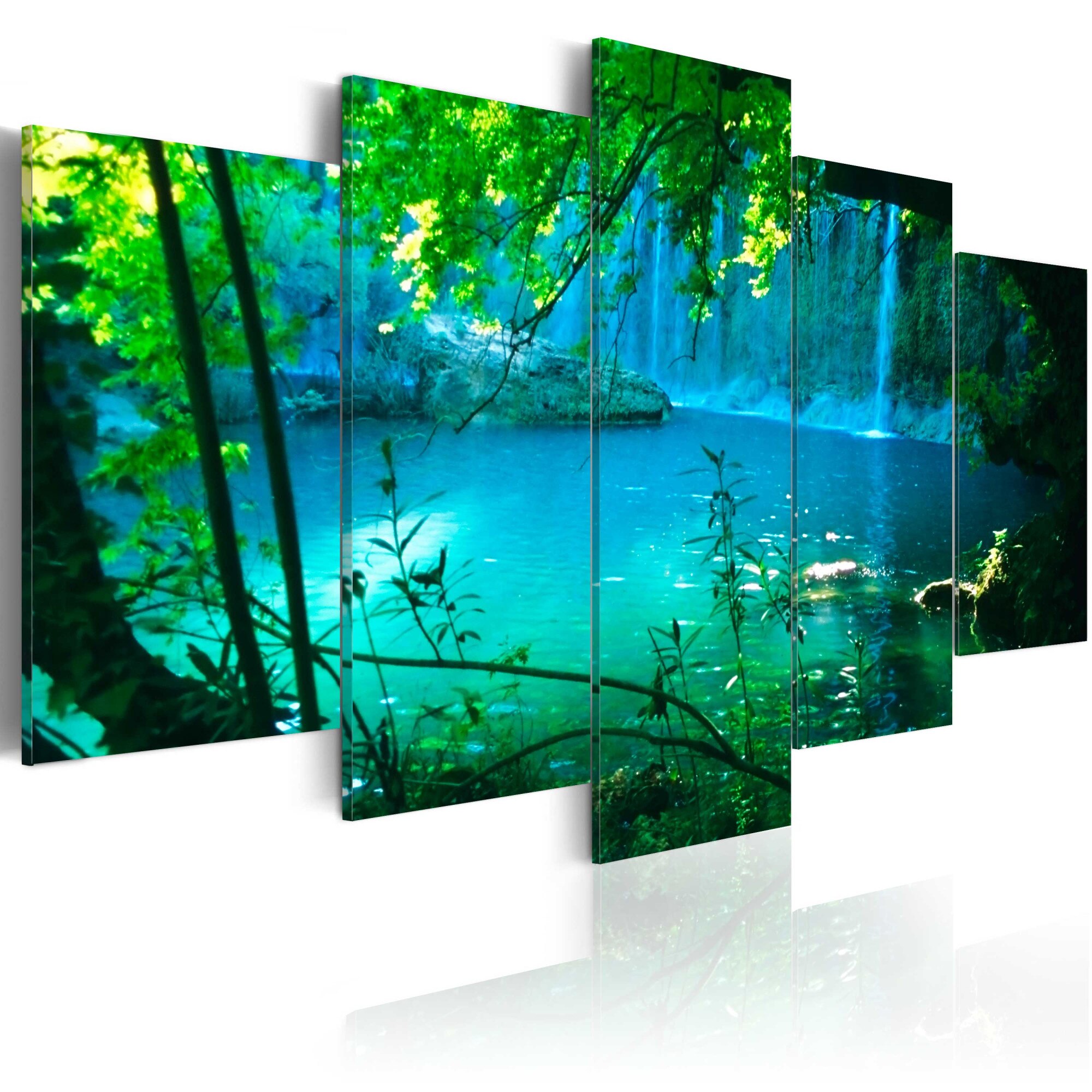 Tablou canvas 5 piese - Izolare turcoaz - 100x50 cm