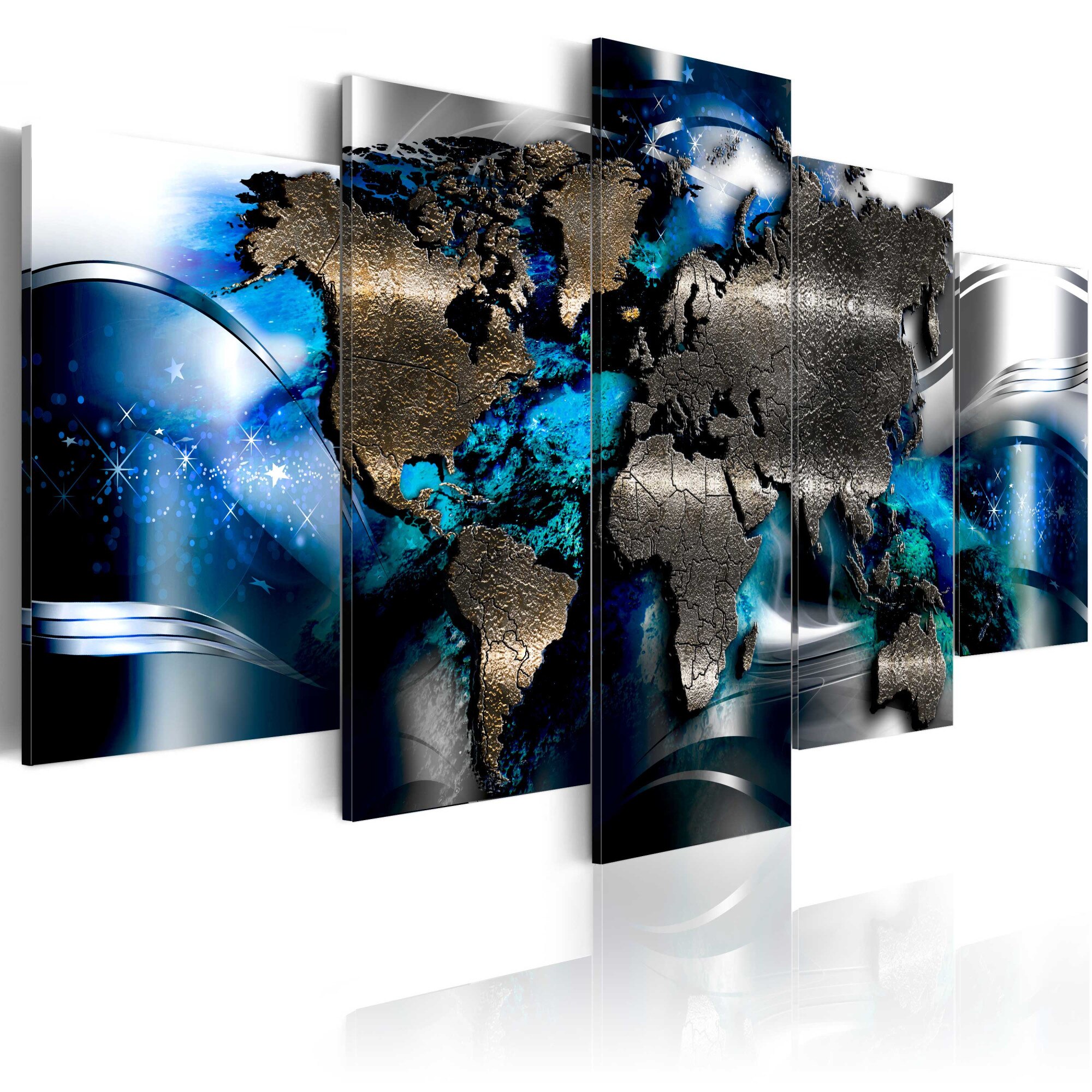 Tablou canvas 5 piese - Cu Accentul Azure - 100x50 cm