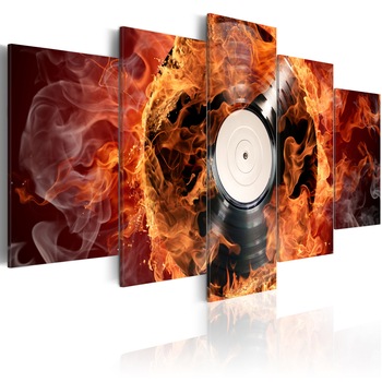 Tablou canvas 5 piese - Vinilul pe foc - 200x100 cm Tablou canvas 5 piese - Vinilul pe foc - 200x100 cm