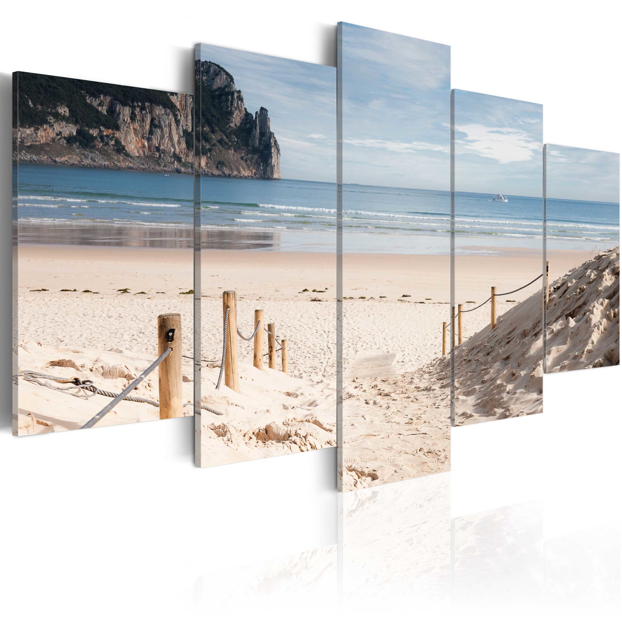Tablou canvas 5 piese - Plimbare la mare - 200x100 cm