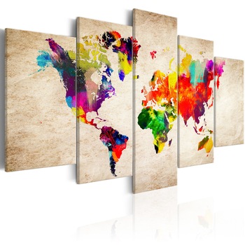 Tablou canvas 5 piese - Harta lumii: Abstract Fantasy - 200x100 cm Tablou canvas 5 piese - Harta lumii: Abstract Fantasy - 200x100 cm
