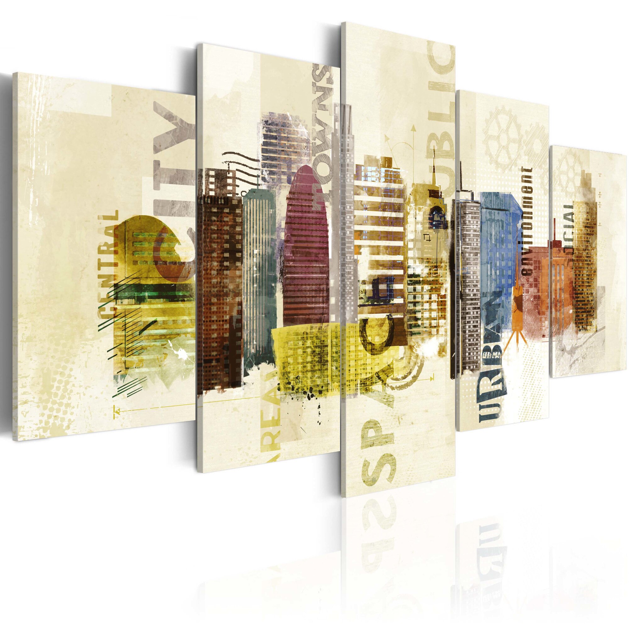Tablou canvas 5 piese - Design urban - 100x50 cm