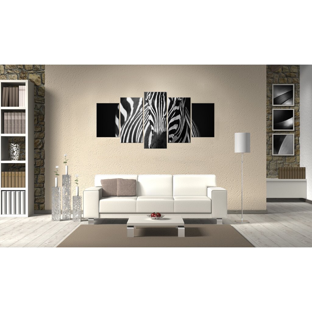 Tablou canvas 5 piese - Zebra arata - 100x50 cm