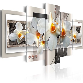 Tablou canvas 5 piese - Caracteristica alba - 200x100 cm Tablou canvas 5 piese - Caracteristica alba - 200x100 cm