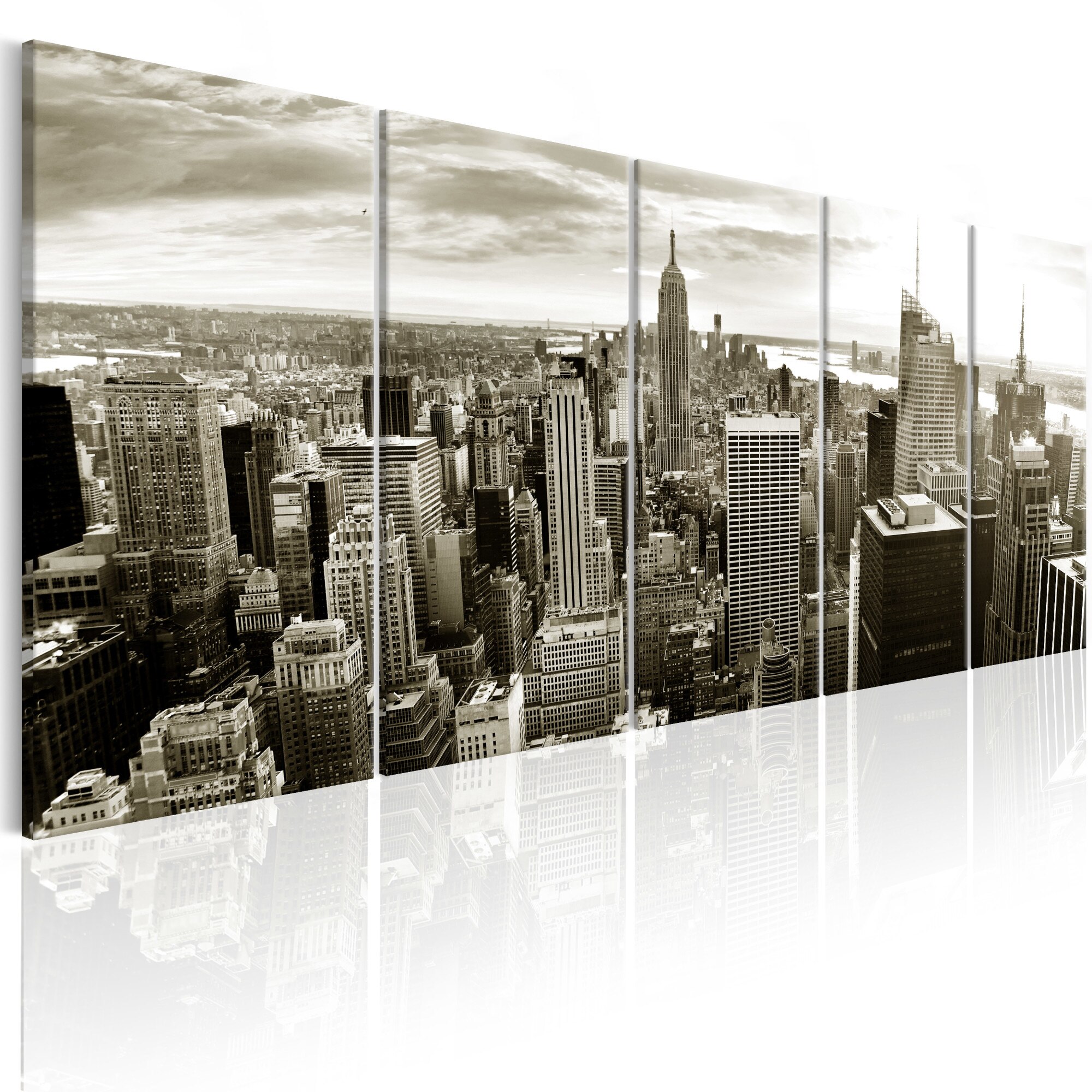 Tablou canvas 5 piese - Grey Manhattan - 200x80 cm