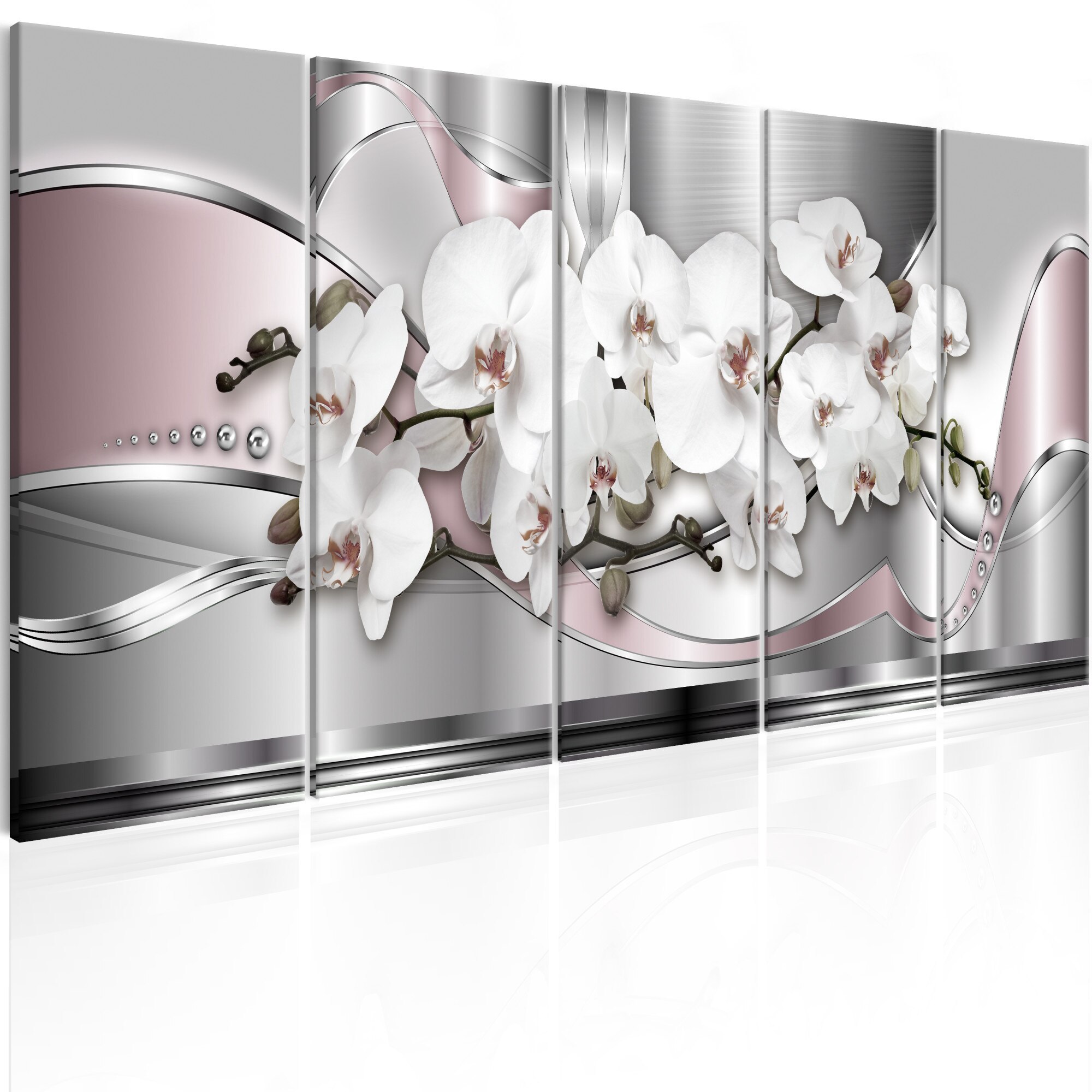 Tablou canvas 5 piese - Floral Road - 200x80 cm