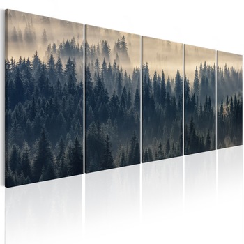 Tablou canvas 5 piese - Brad In ceata - 200x80 cm Tablou canvas 5 piese - Brad In ceata - 200x80 cm