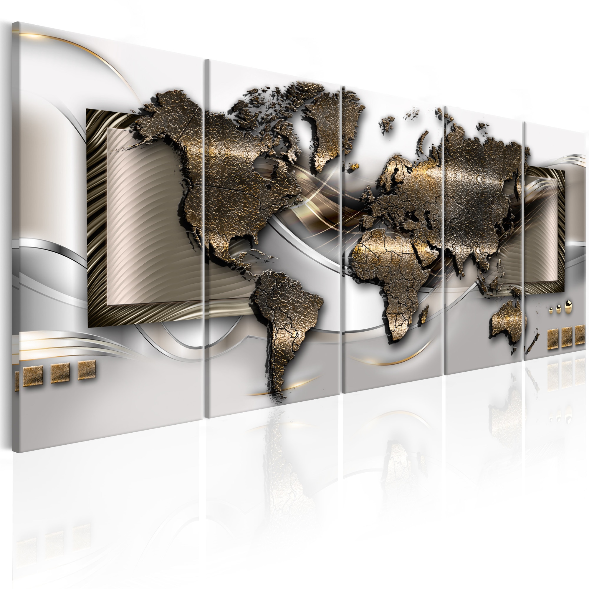Tablou canvas 5 piese - Harta exclusiva - 200x80 cm