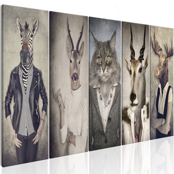 Tablou canvas 5 piese - Masti de animale I - 225x90 cm
