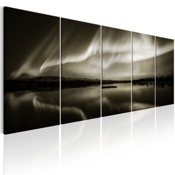 Tablou canvas 5 piese - Lacul In Sepia I - 200x80 cm