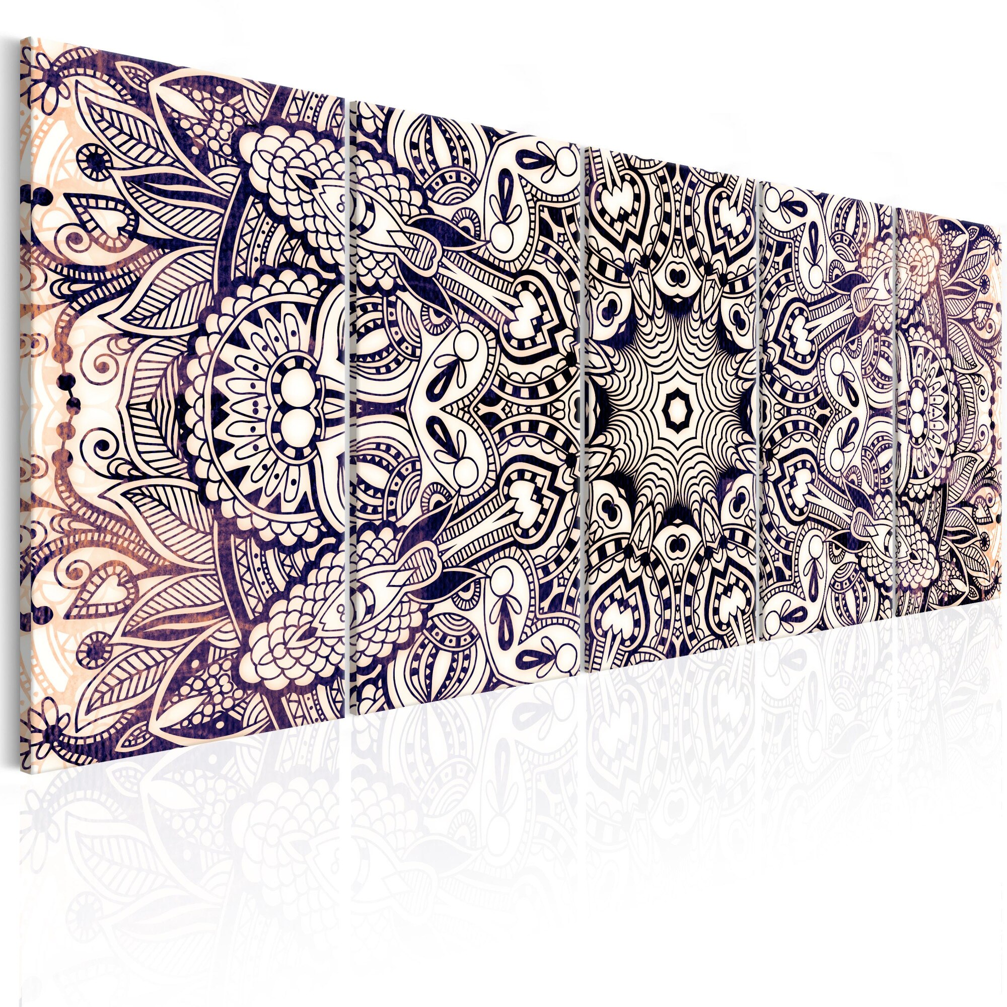 Tablou canvas 5 piese - Alb-negru hipnoza - 225x90 cm