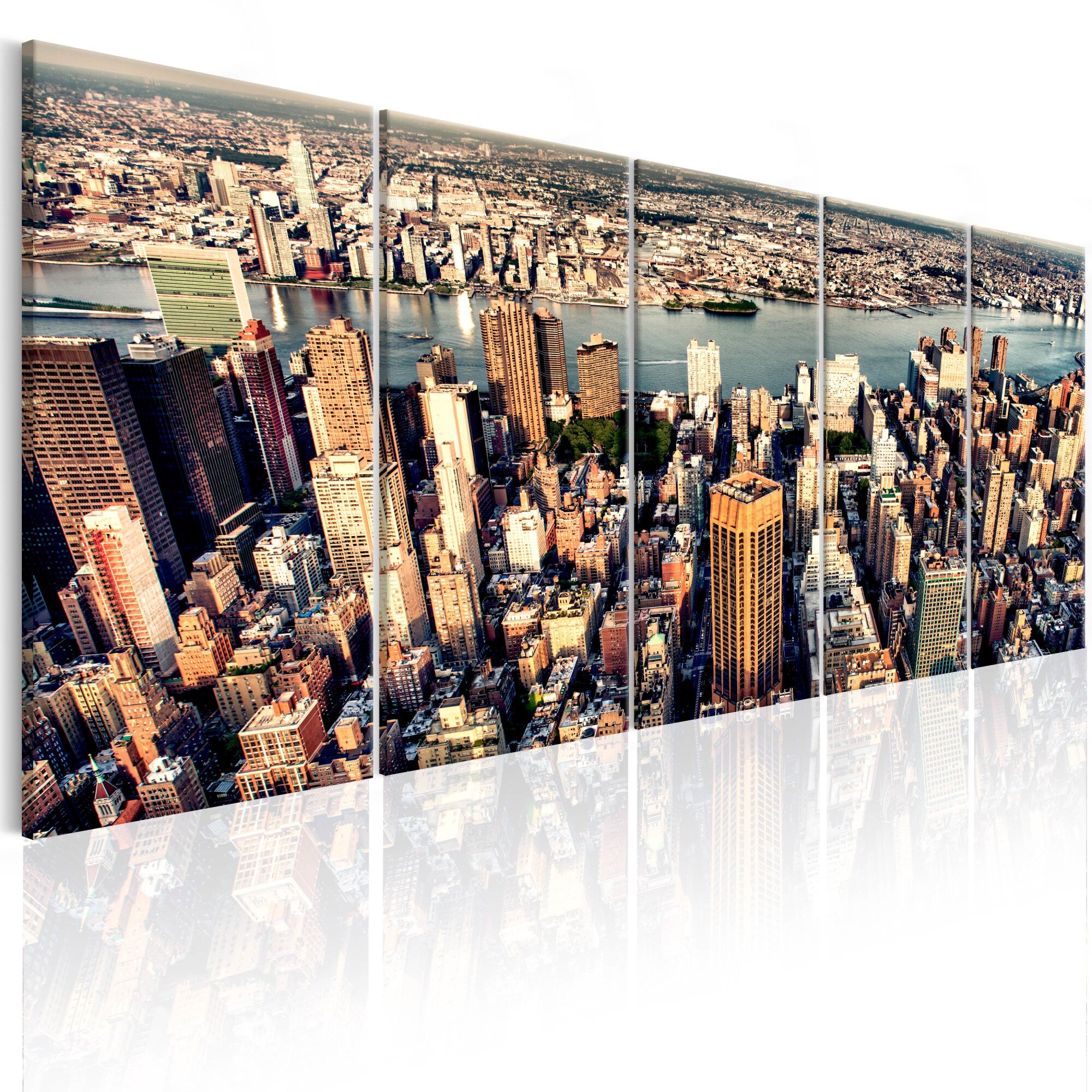 Tablou canvas 5 piese - Zbor peste New York - 225x90 cm