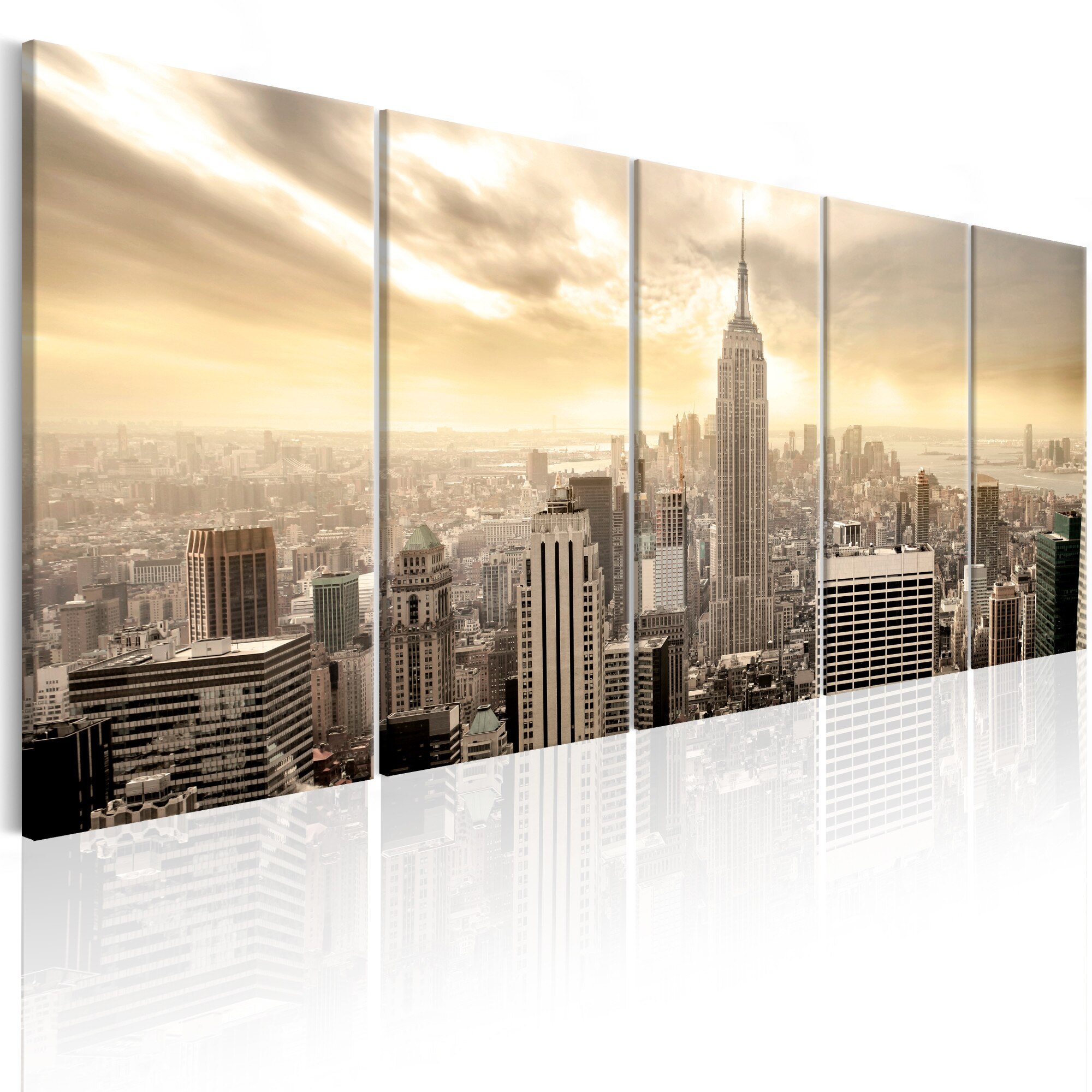 Tablou canvas 5 piese - New York: Vedere pe Manhattan - 225x90 cm