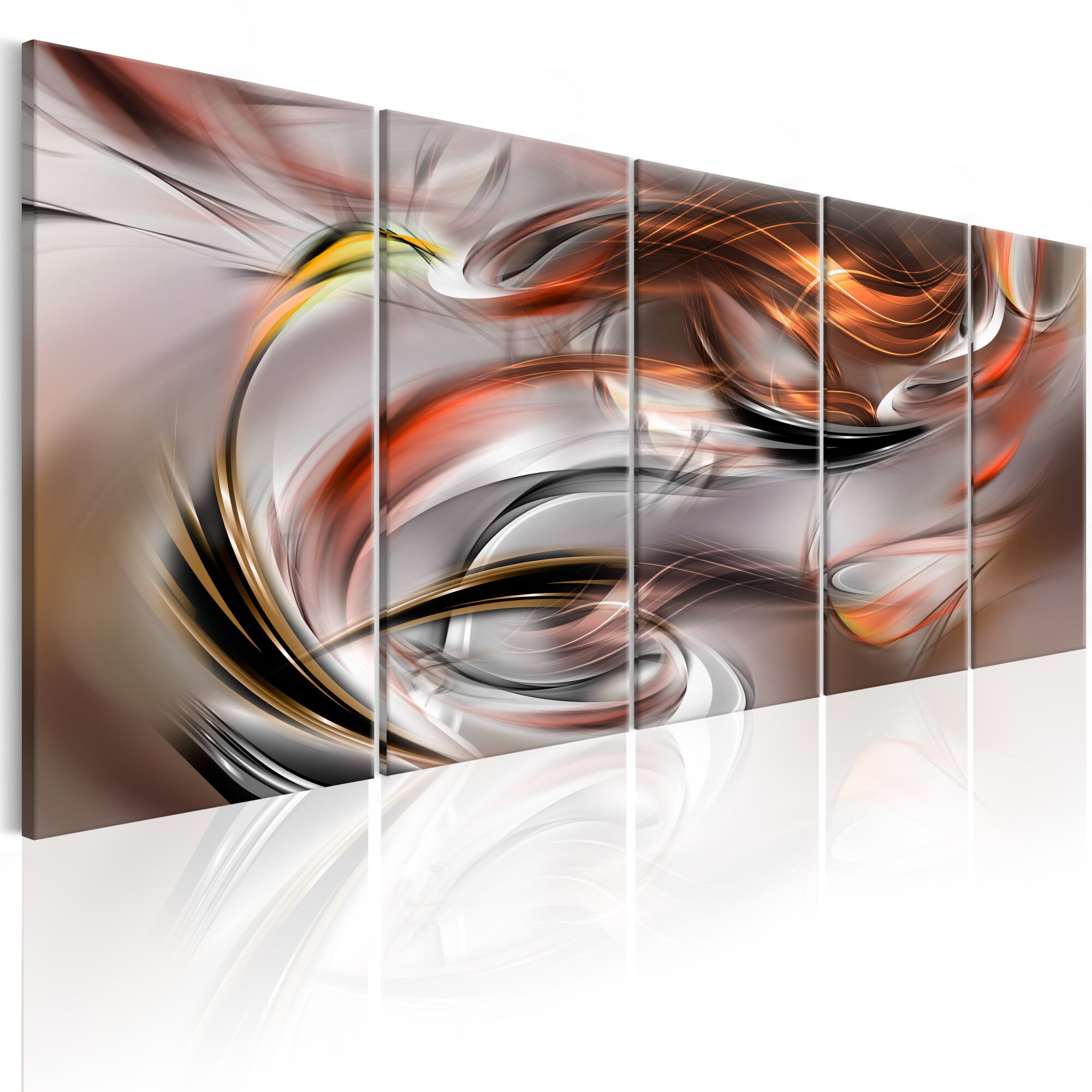 Tablou canvas 5 piese - Orange Chaos - 225x90 cm