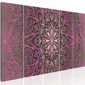Tablou canvas 5 piese - Roz Mandala - 200x80 cm