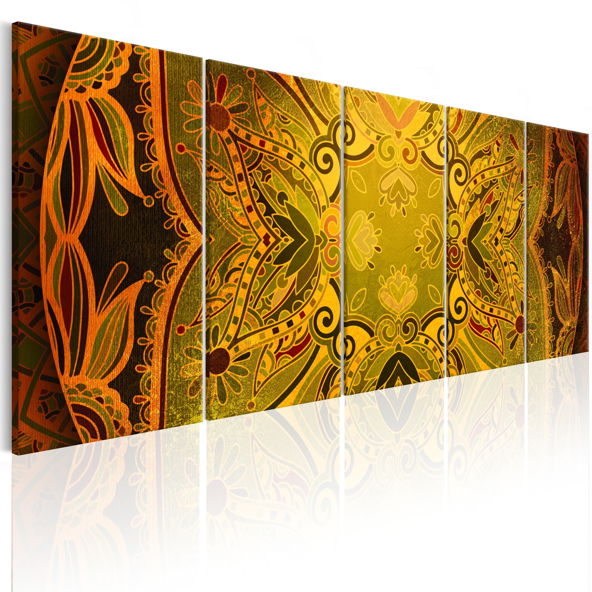 Tablou canvas 5 piese - Mandala: Aripi de flori - 225x90 cm