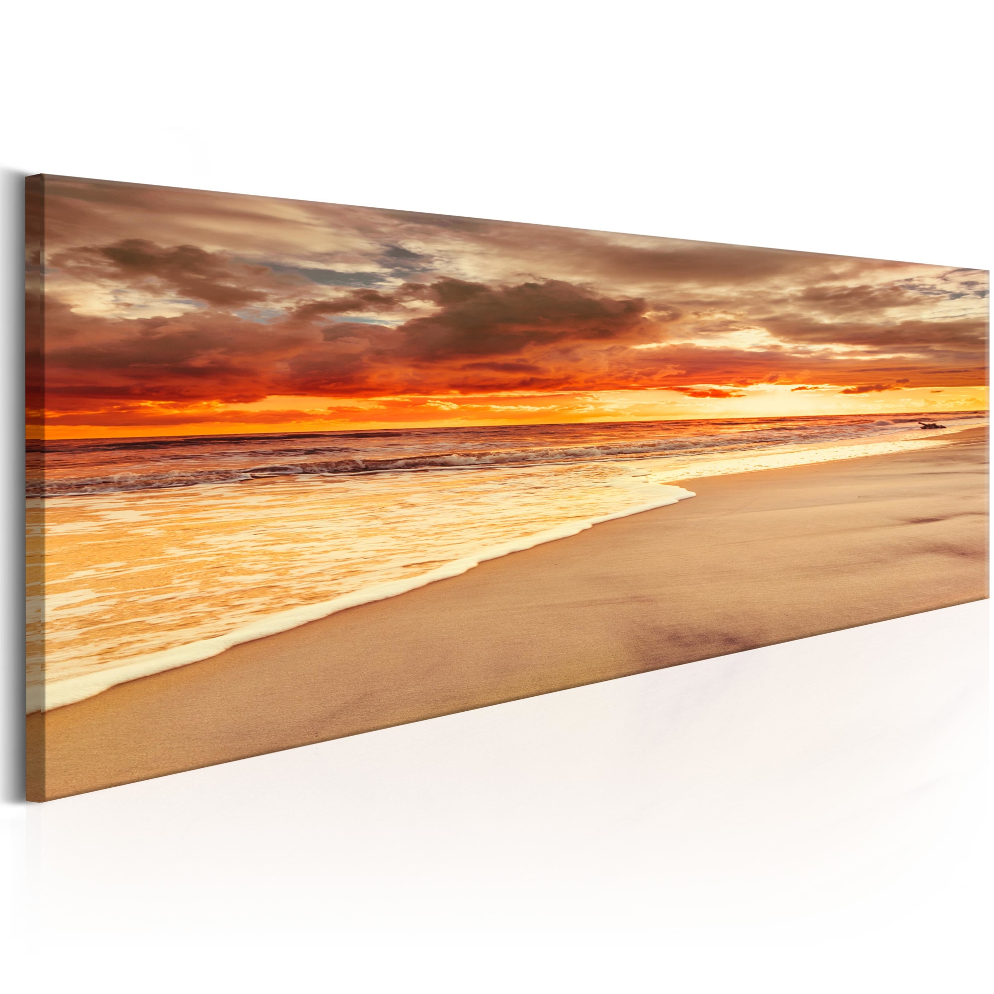 Tablou canvas - Plaja: Apus de soare frumos - 135x45 cm