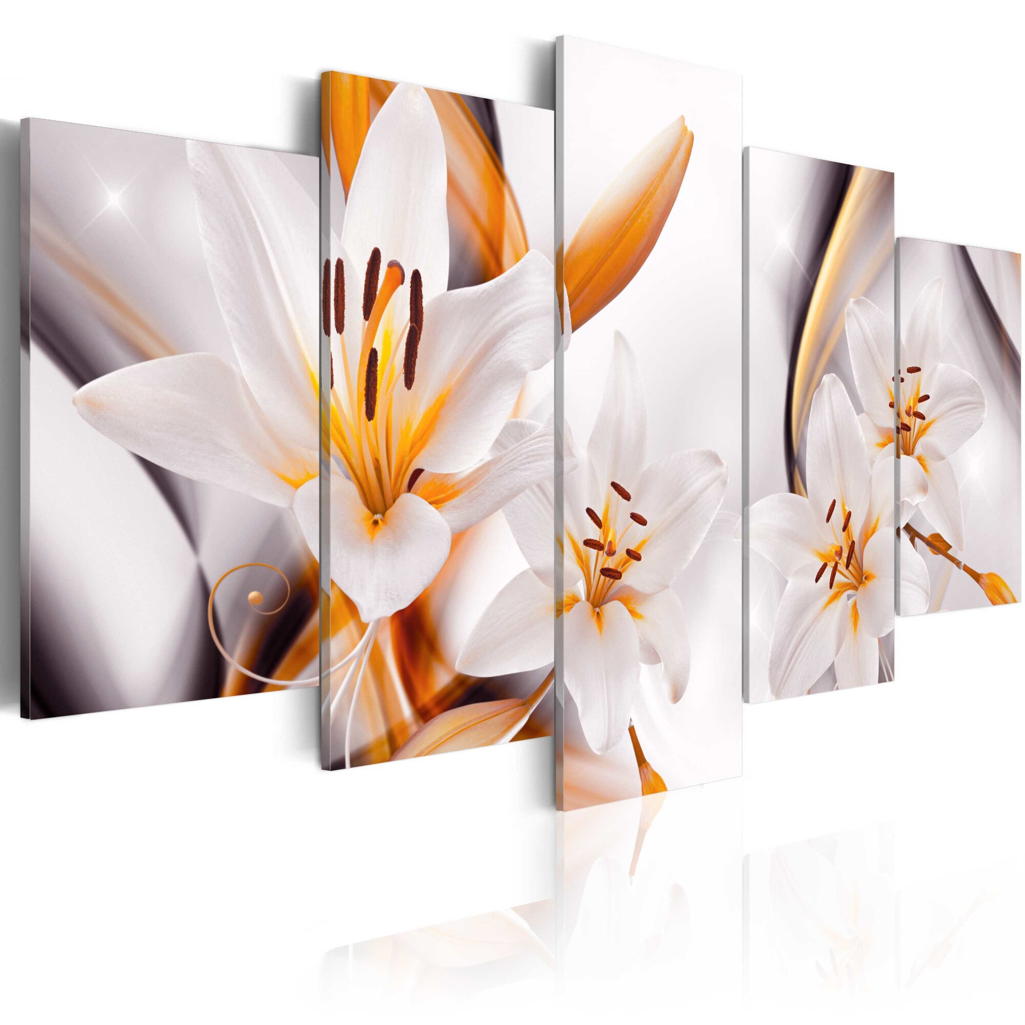Tablou canvas 5 piese - Lilium regale - 100x50 cm