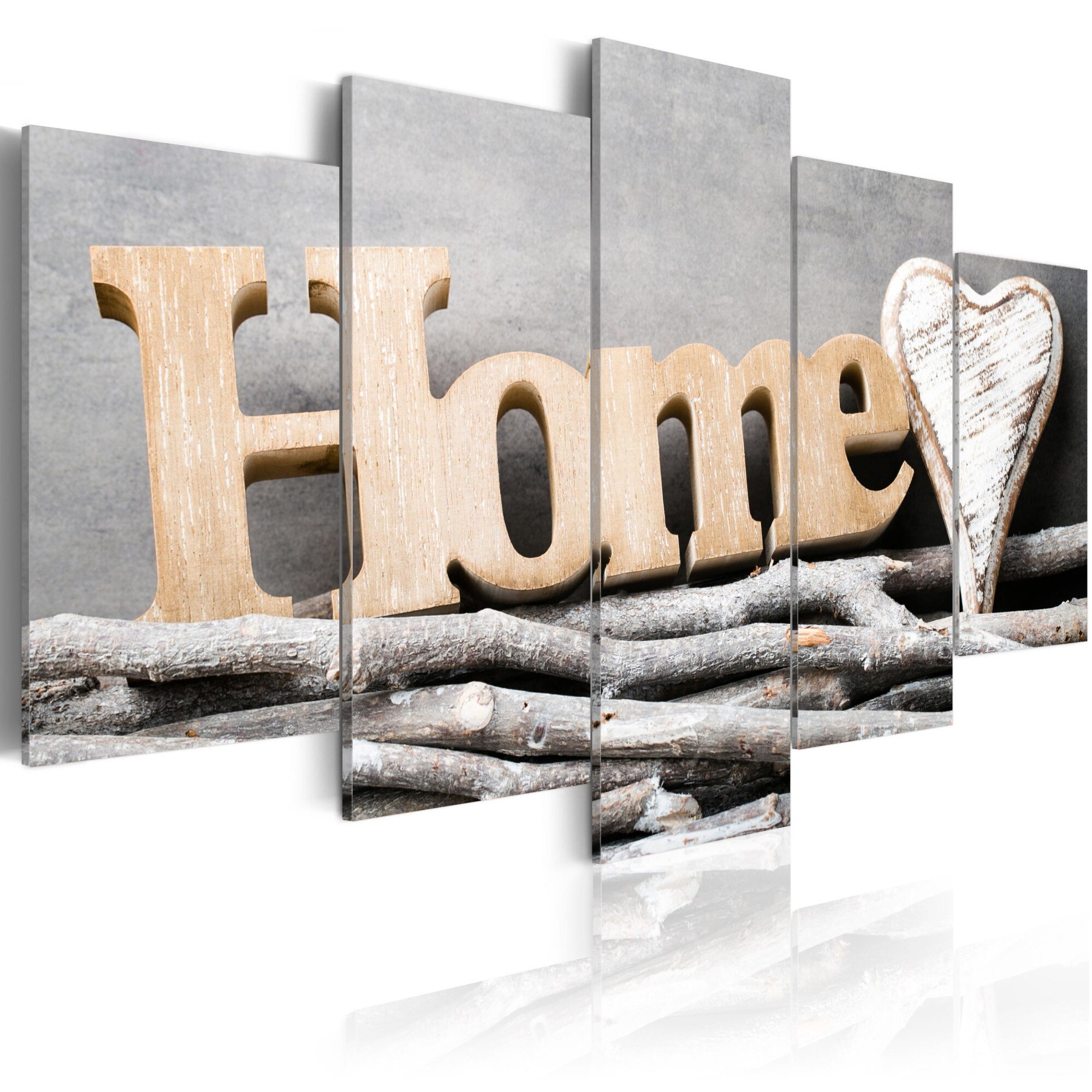 Tablou canvas 5 piese - Acasa: Cabana de padure - 200x100 cm