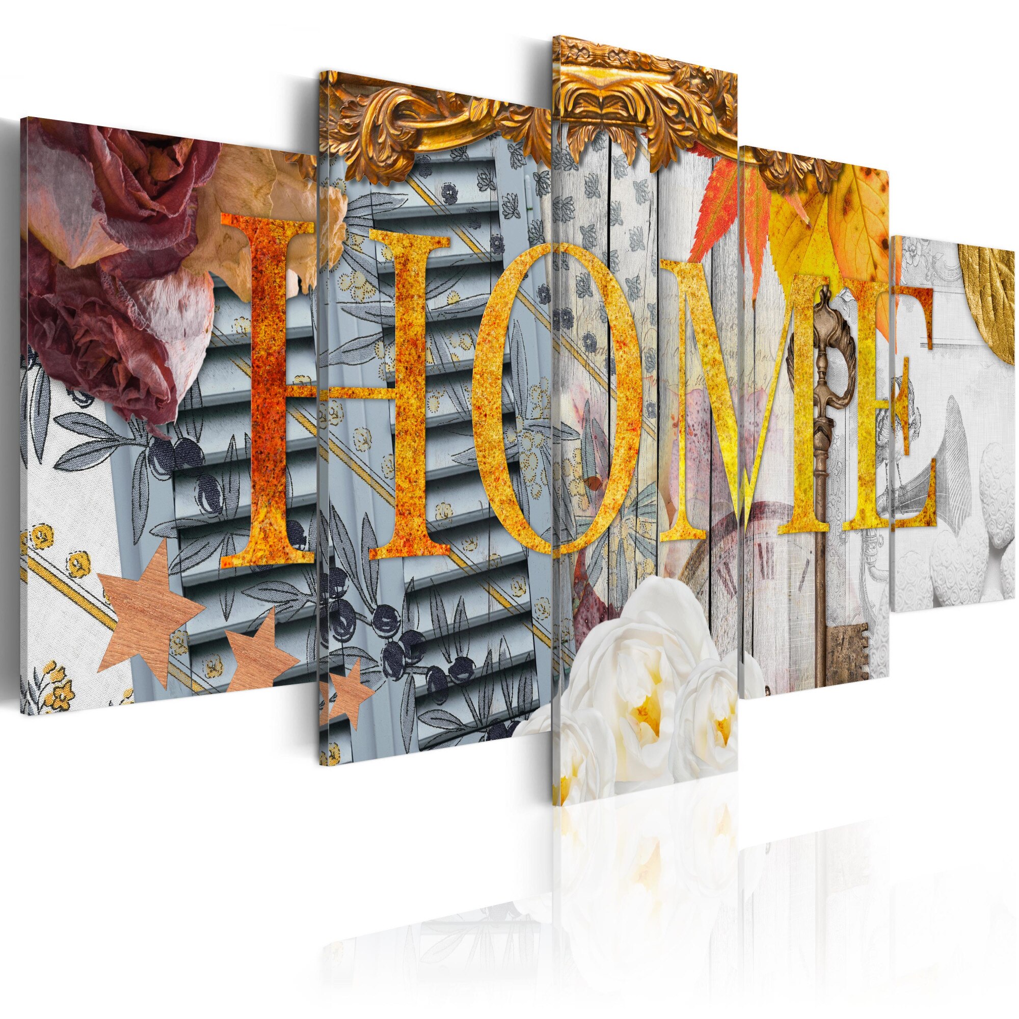 Tablou canvas 5 piese - Acasa (Varietate) - 100x50 cm