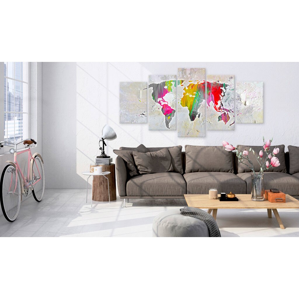 Tablou canvas 5 piese - Ilustratia lumii - 200x100 cm