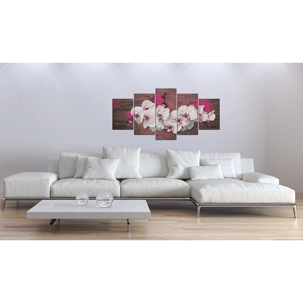 Tablou canvas 5 piese - Bucurie si orhidee - 200x100 cm