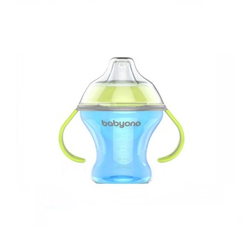 Biberon cu cioc si manere 180 ml BabyOno 1456A, Albastru 3+ luni Biberon cu cioc si manere 180 ml BabyOno 1456A, Albastru 3+ luni