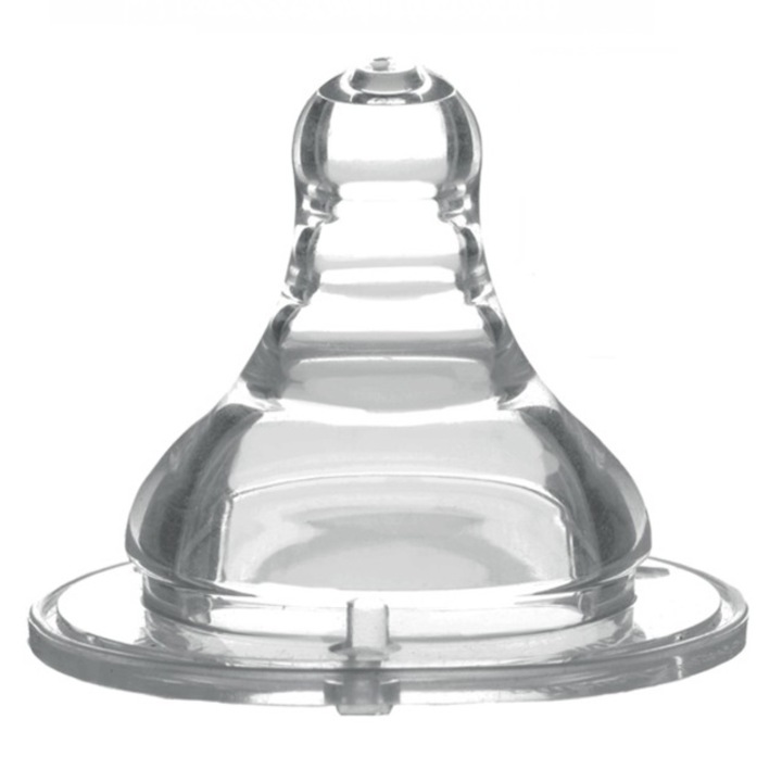 Tetina anticolici pentru biberoane cu gat larg BabyOno 1207tt, Transparent 6-9 luni