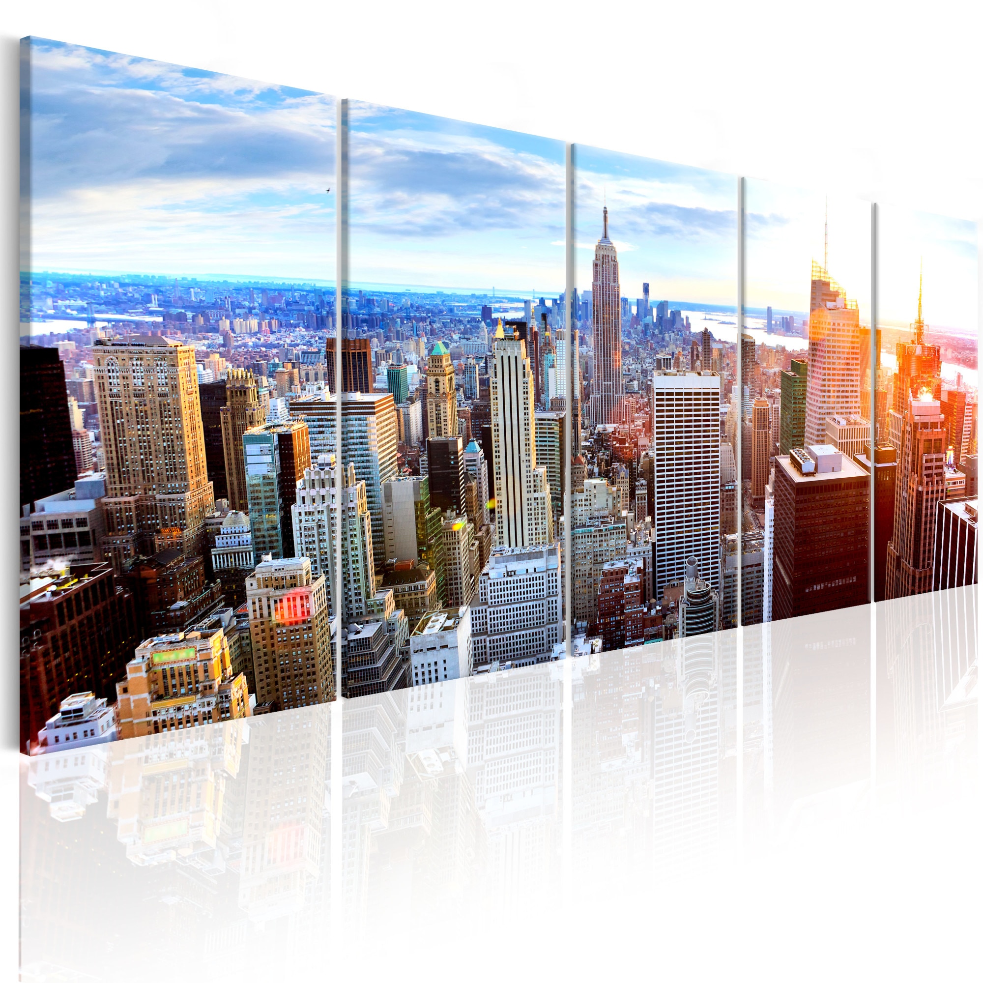 Tablou canvas 5 piese - New York: Sunrise - 200x80 cm