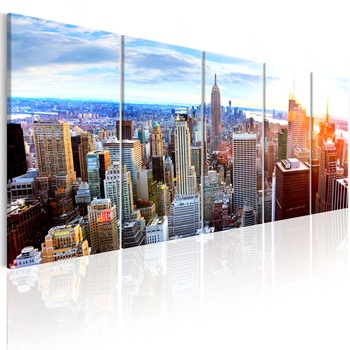 Tablou canvas 5 piese - New York: Sunrise - 200x80 cm Tablou canvas 5 piese - New York: Sunrise - 200x80 cm