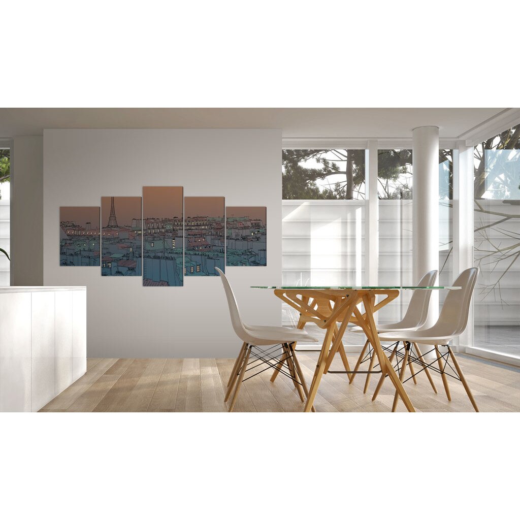 Tablou canvas 5 piese - Paris intunericul cade - 200x100 cm