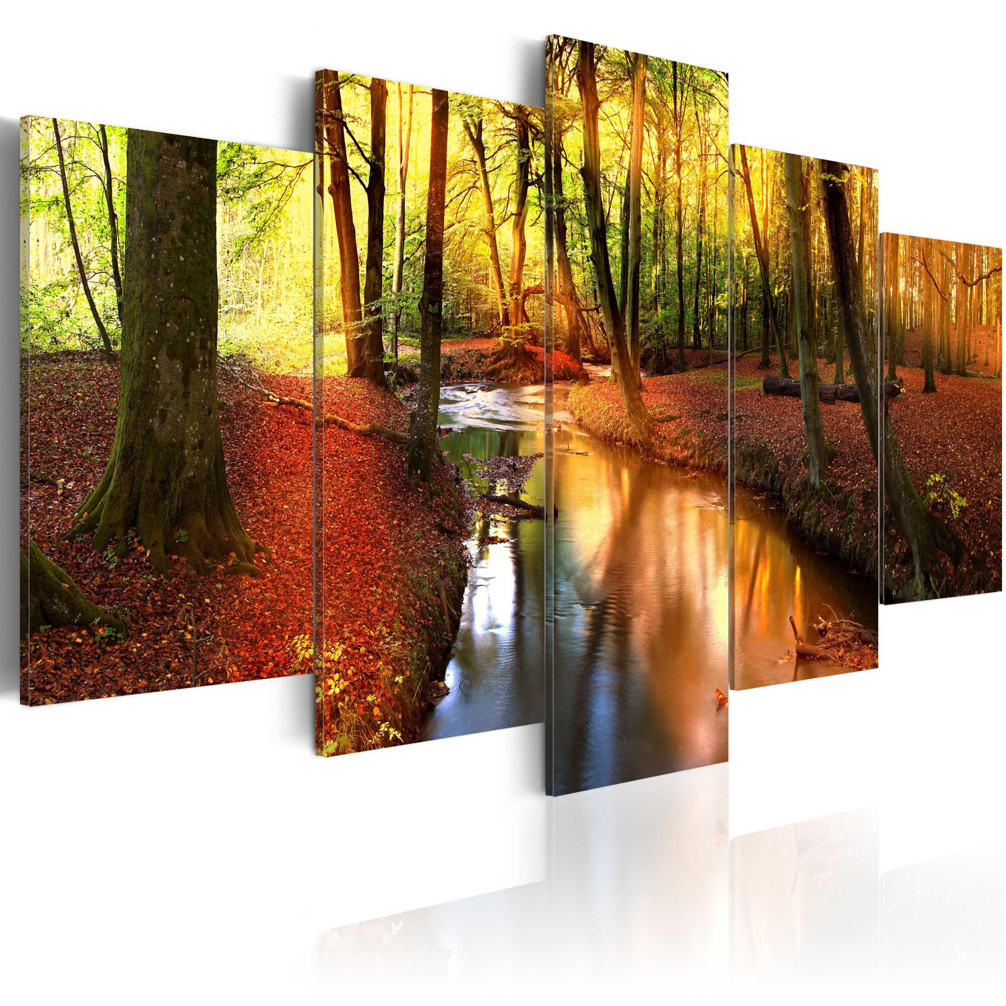 Tablou canvas 5 piese - Padurea tacuta - 100x50 cm