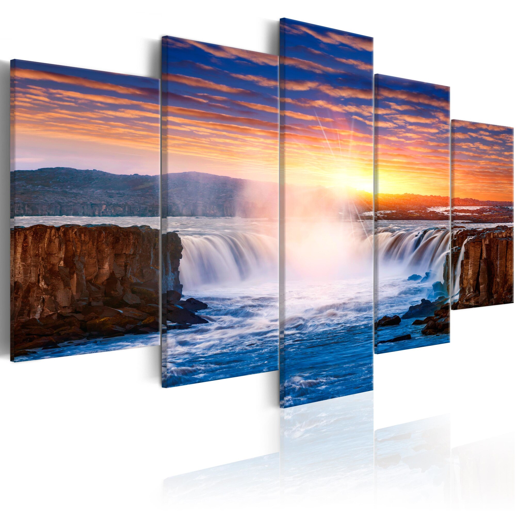 Tablou canvas 5 piese - Cascada Selfoss, Islanda - 100x50 cm