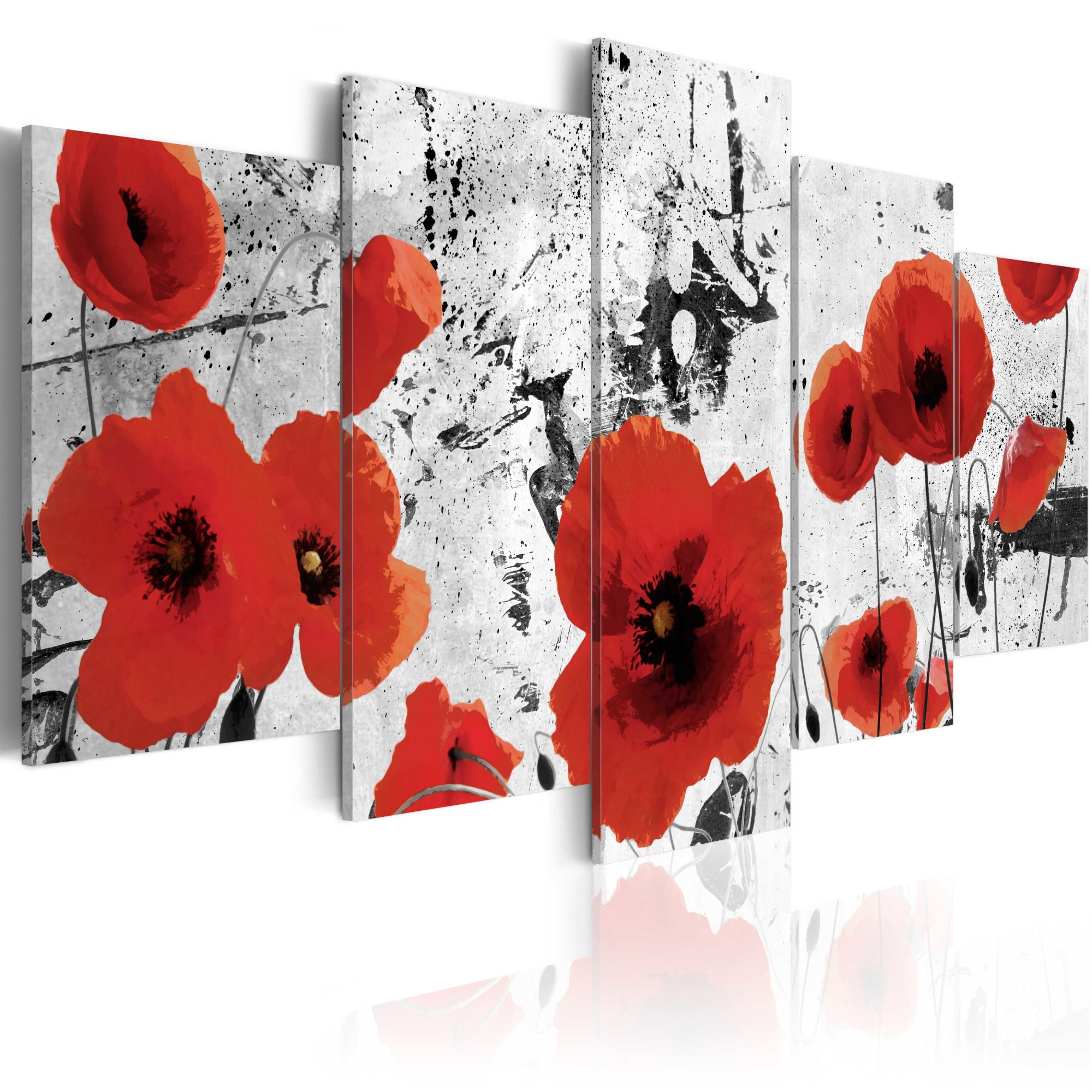 Tablou canvas 5 piese - Scarlet flori - 100x50 cm