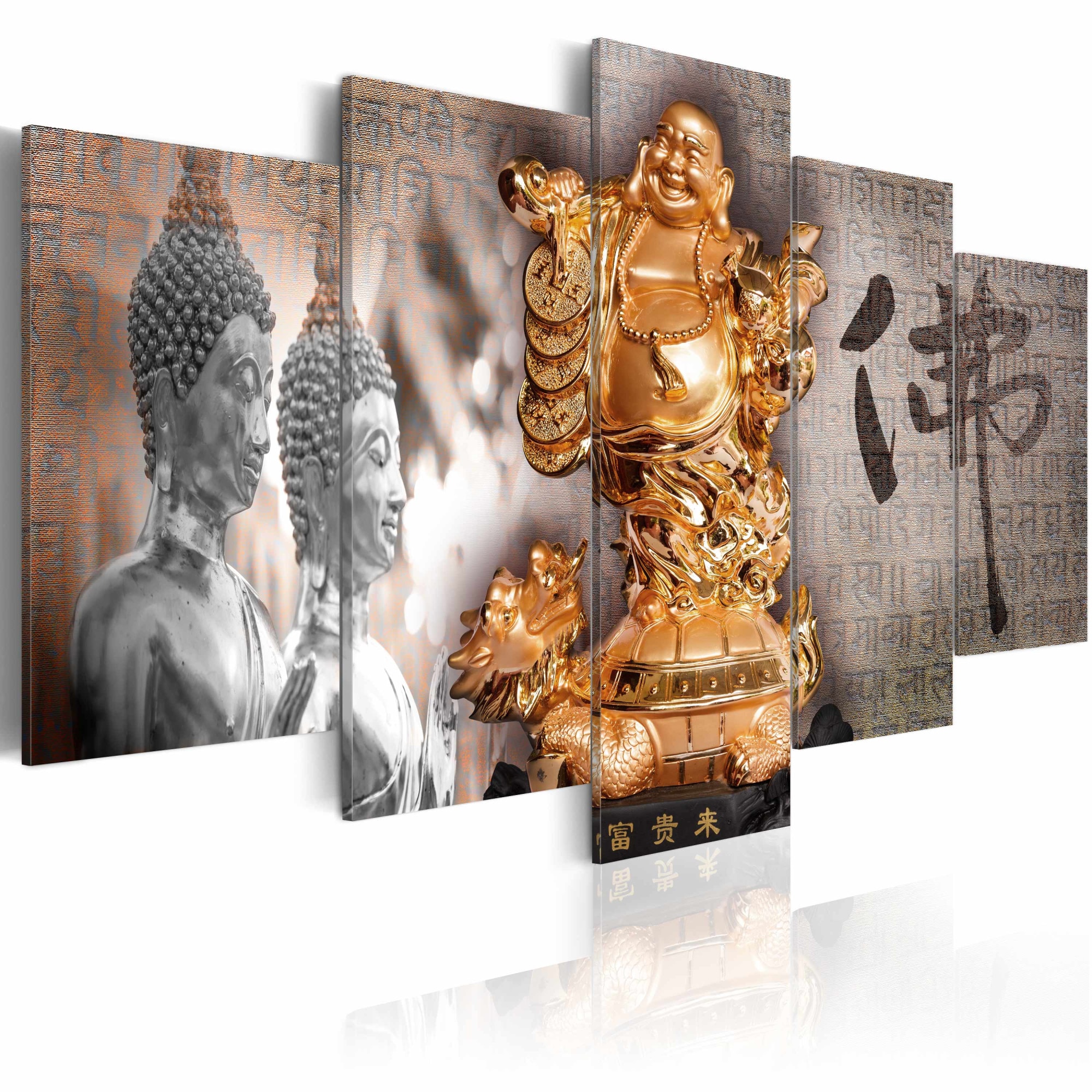 Tablou canvas 5 piese - Zambiti lui Buddha! - 200x100 cm