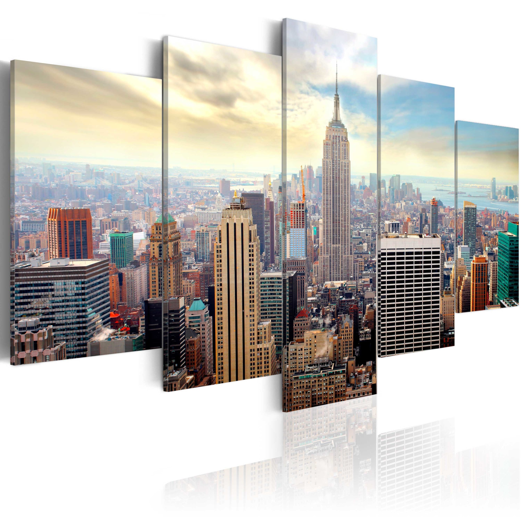 Tablou canvas 5 piese - Dimineata In New York City - 200x100 cm