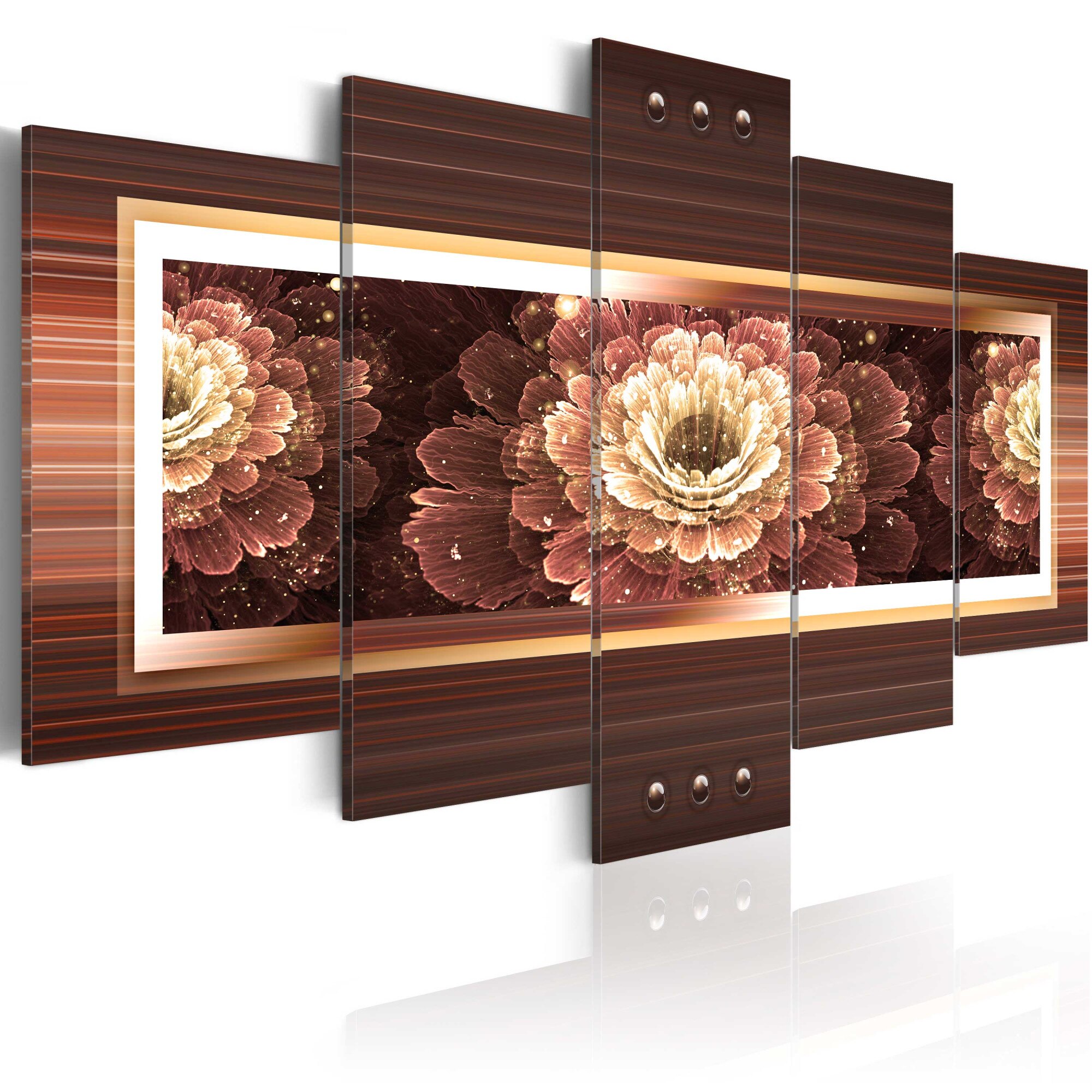 Tablou canvas 5 piese - Gerbera de aur - 200x100 cm