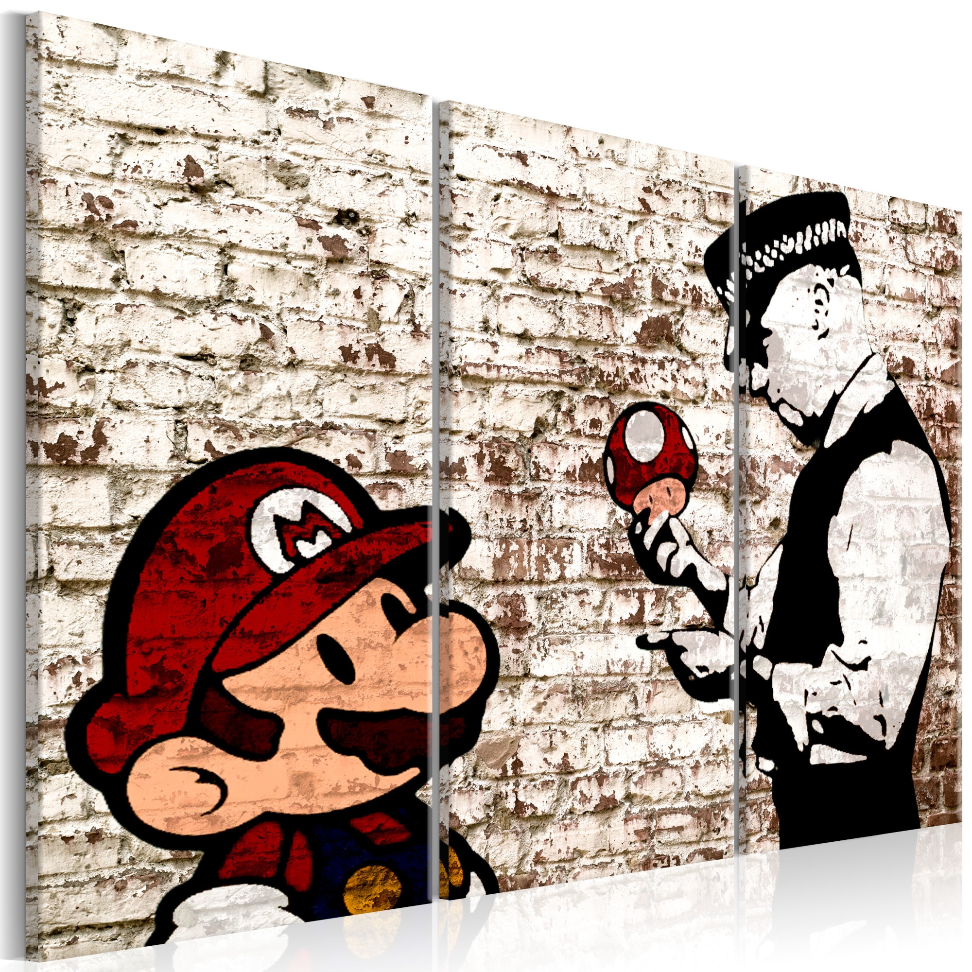 Tablou canvas 3 piese - Mario Bros: Zidul sfasiat - 120x80 cm
