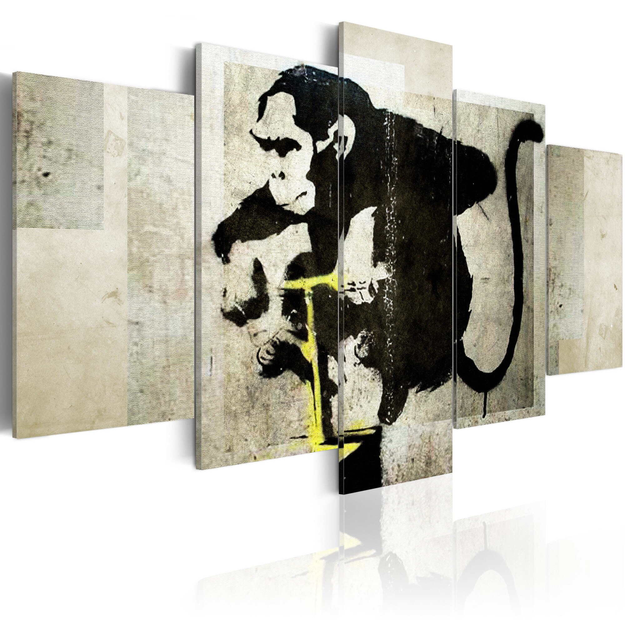 Tablou canvas 5 piese - Monkey TNT detonator (Banksy) - 100x50 cm