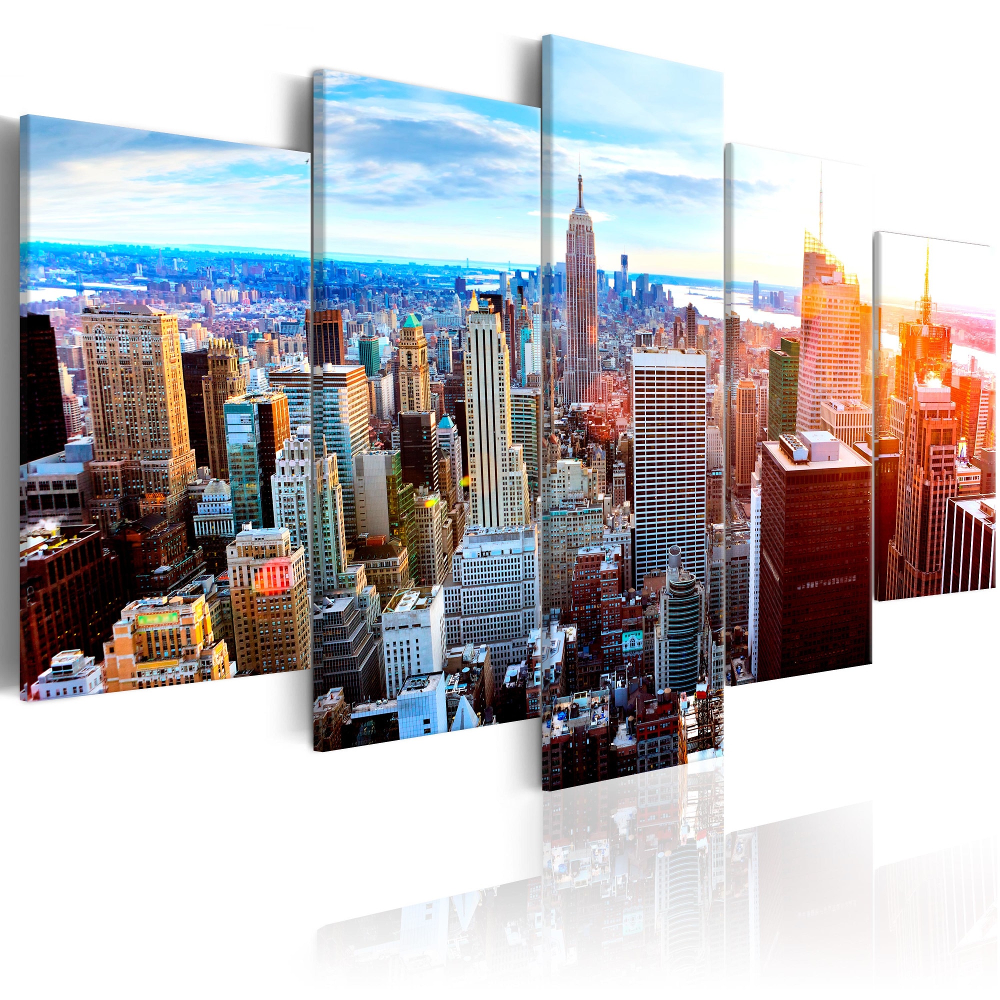 Tablou canvas 5 piese - New York Sunrise - 200x100 cm