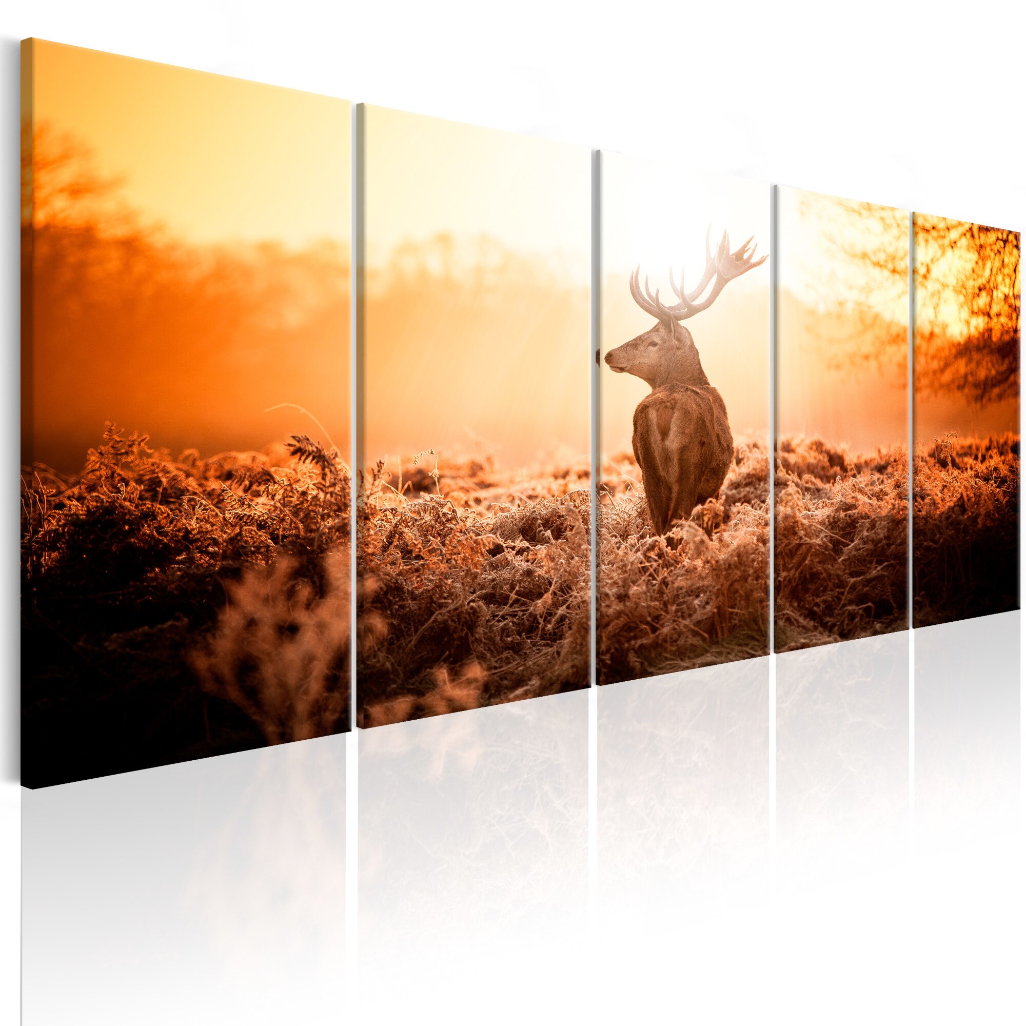 Tablou canvas 5 piese - Deer la apusul soarelui - 200x80 cm