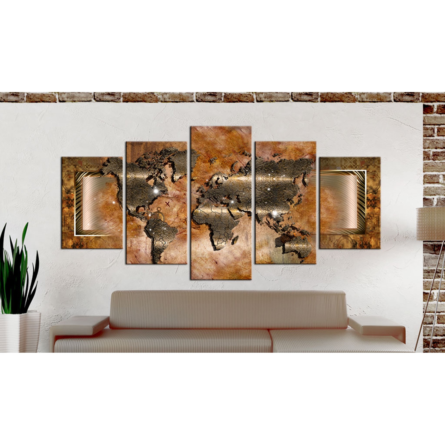 Tablou canvas 5 piese - Harta otelului - 100x50 cm