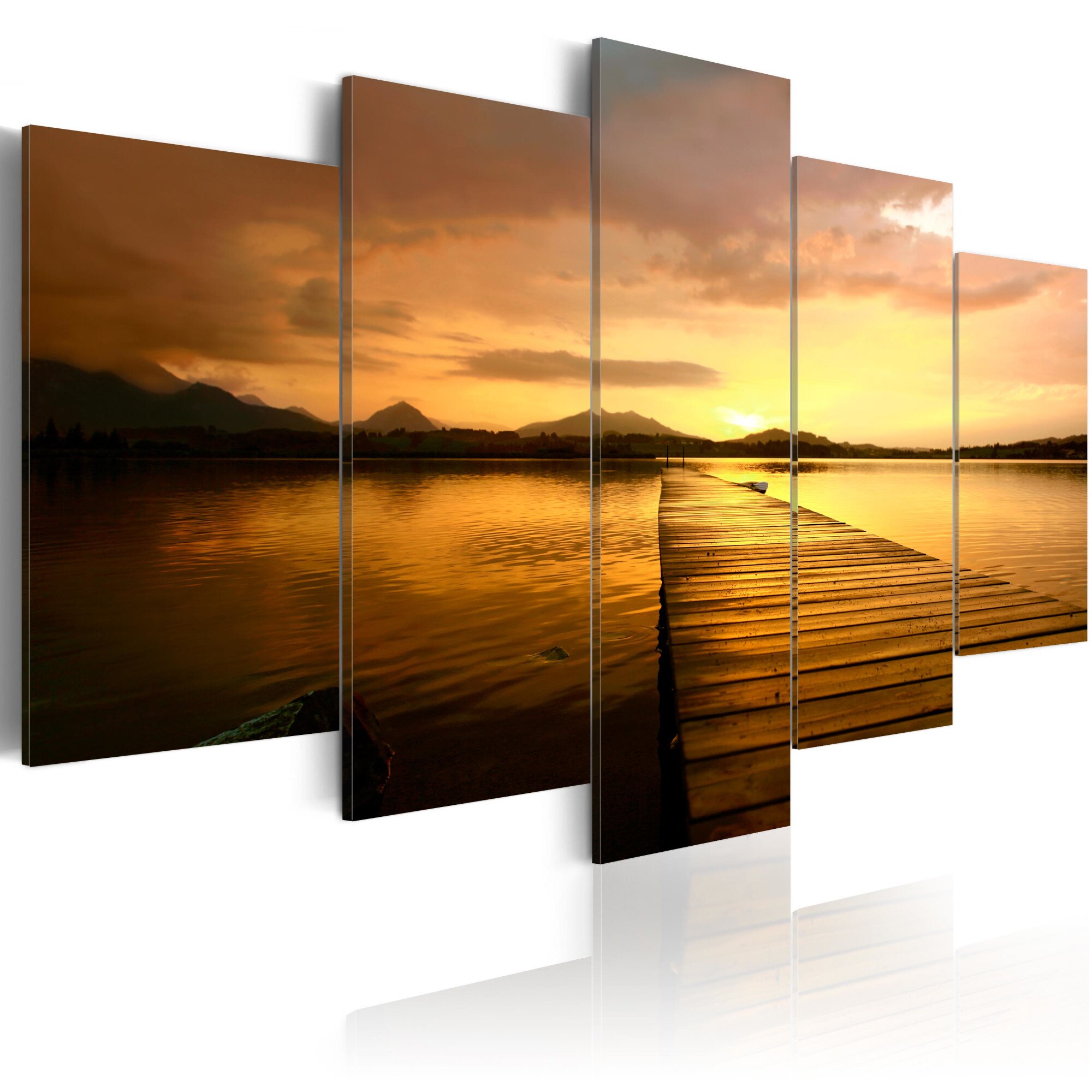 Tablou canvas 5 piese - Insula Sunset - 100x50 cm
