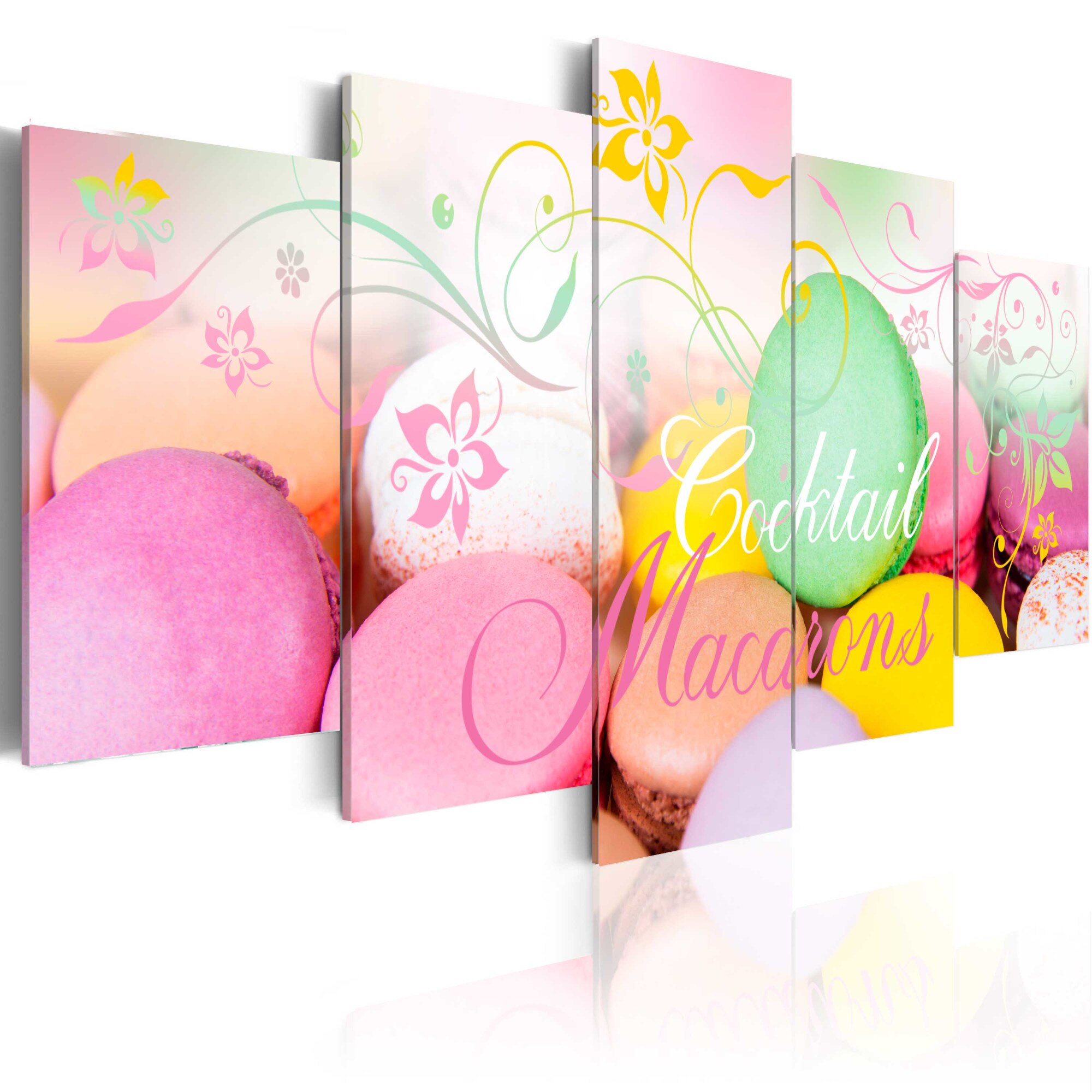 Tablou canvas 5 piese - macarons - 100x50 cm