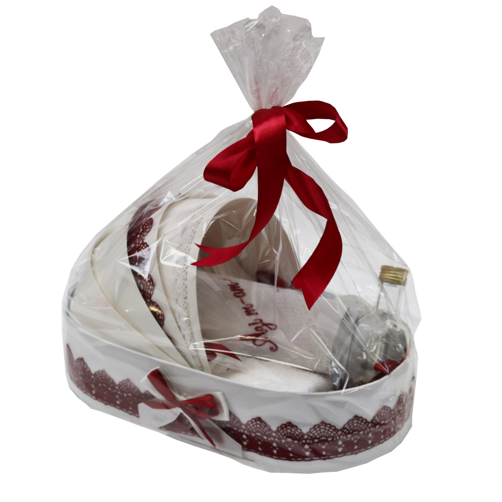 Trusou pentru botez, 6 piese, alb/rosu, dae1525